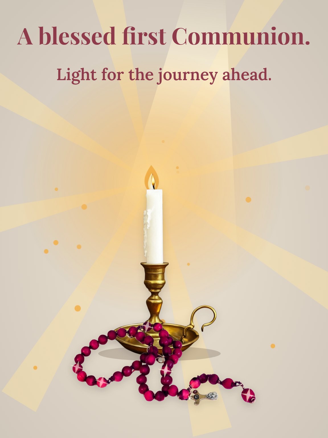 Candlelight and Rosary First Communion Card