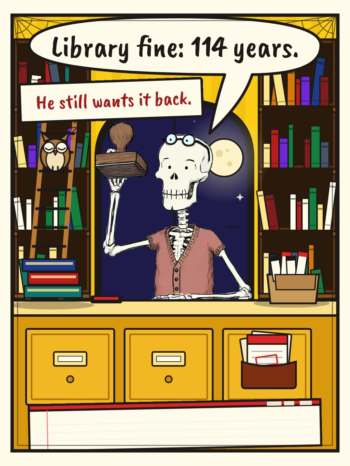 Overdue by a Century Halloween Card