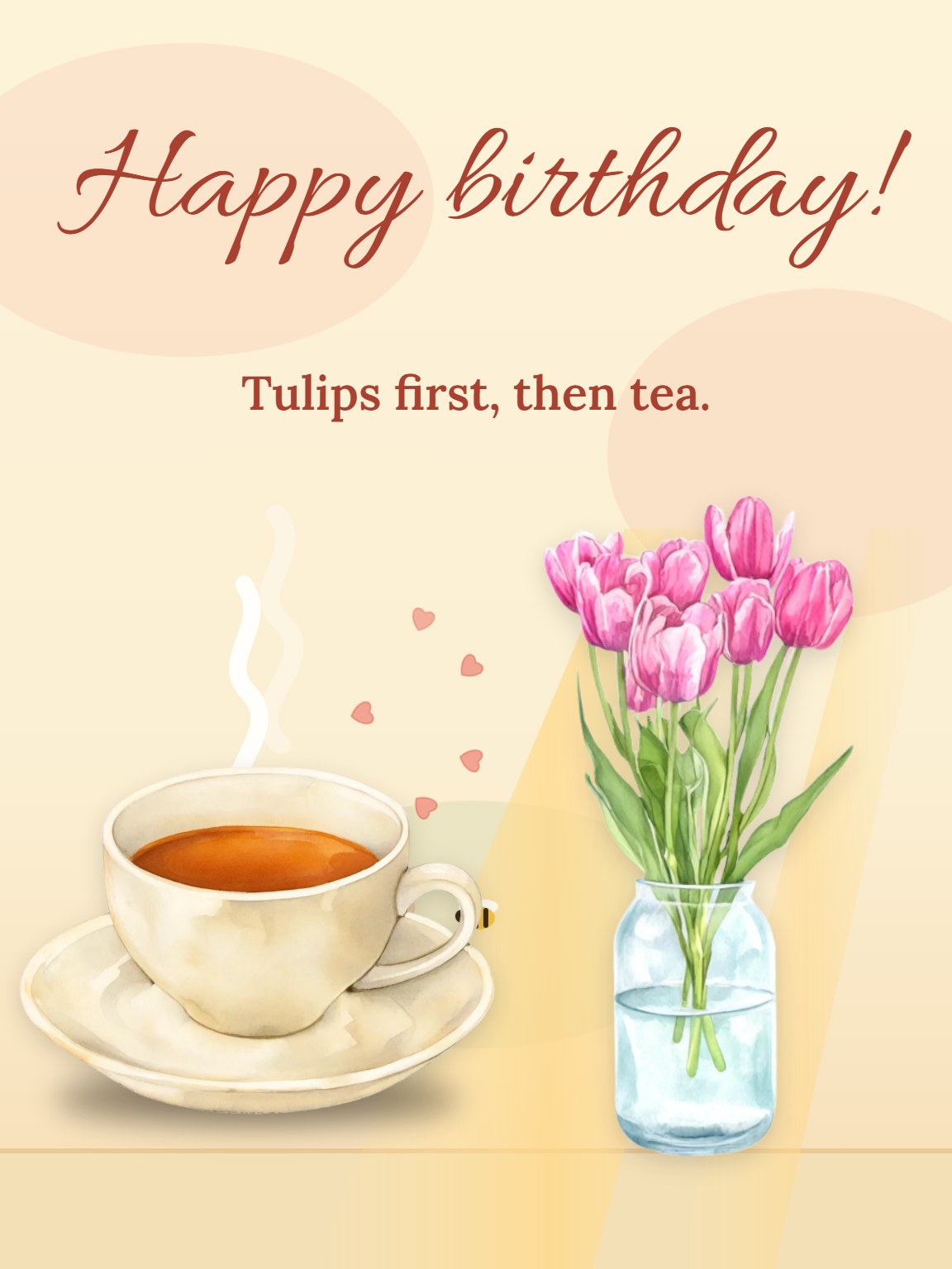 Teacup and Tulips Women's Birthday Card