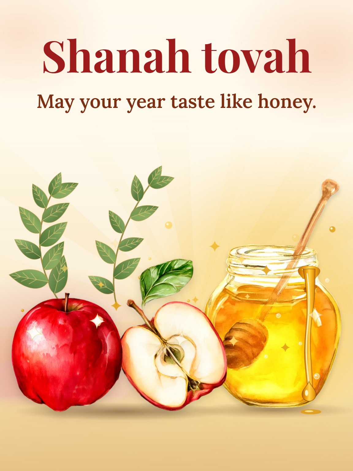 Apples and Honey Jar Rosh Hashanah Card