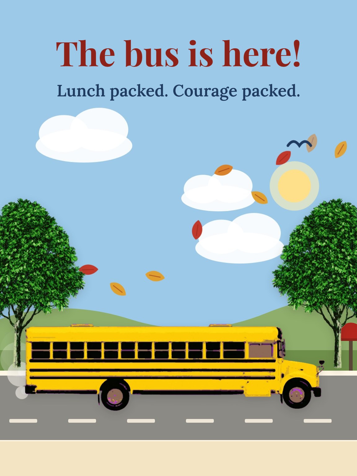 The Bus at the Corner First Day of School Card
