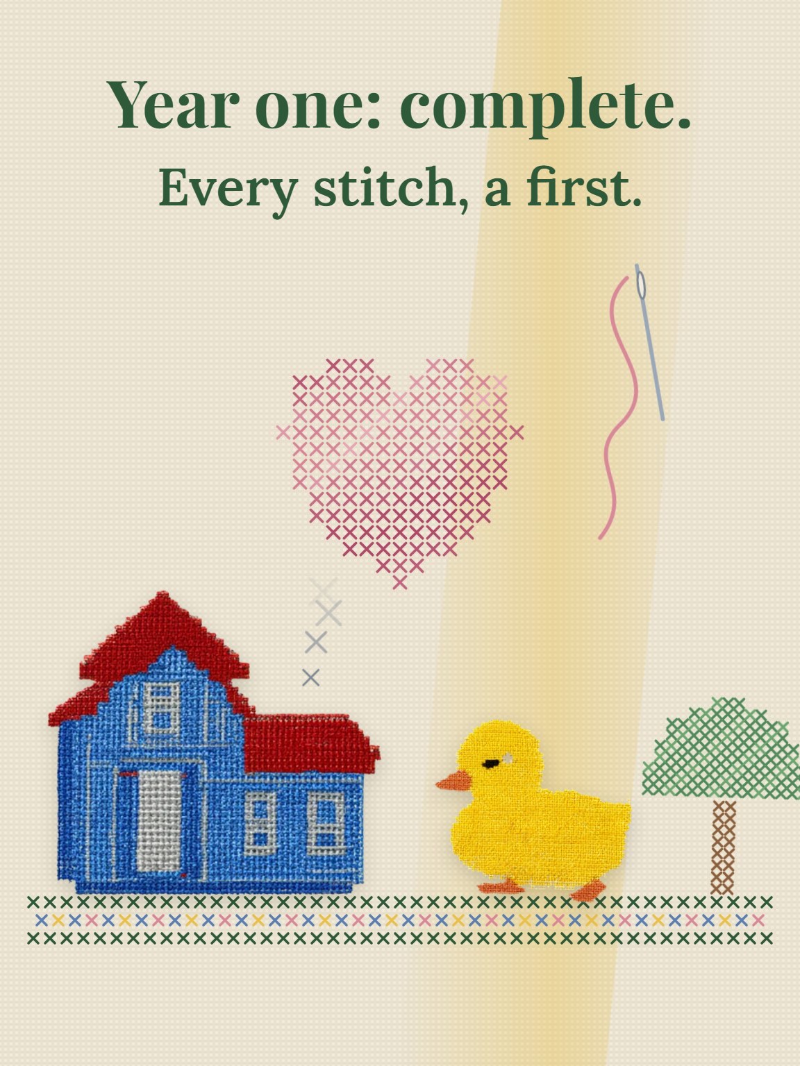Year One Sampler First Birthday Card
