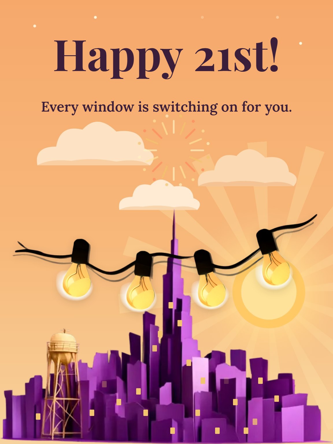 Golden Hour Twenty-One Birthday Card