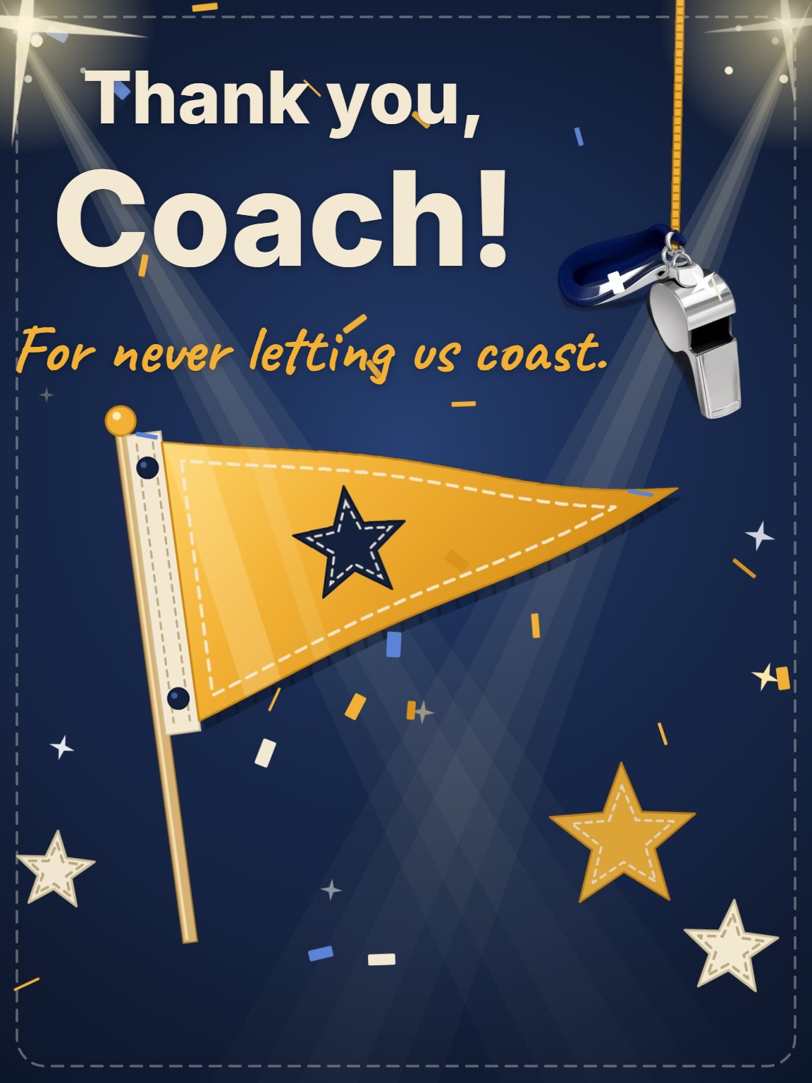 Pennant for Coach Thank You Card