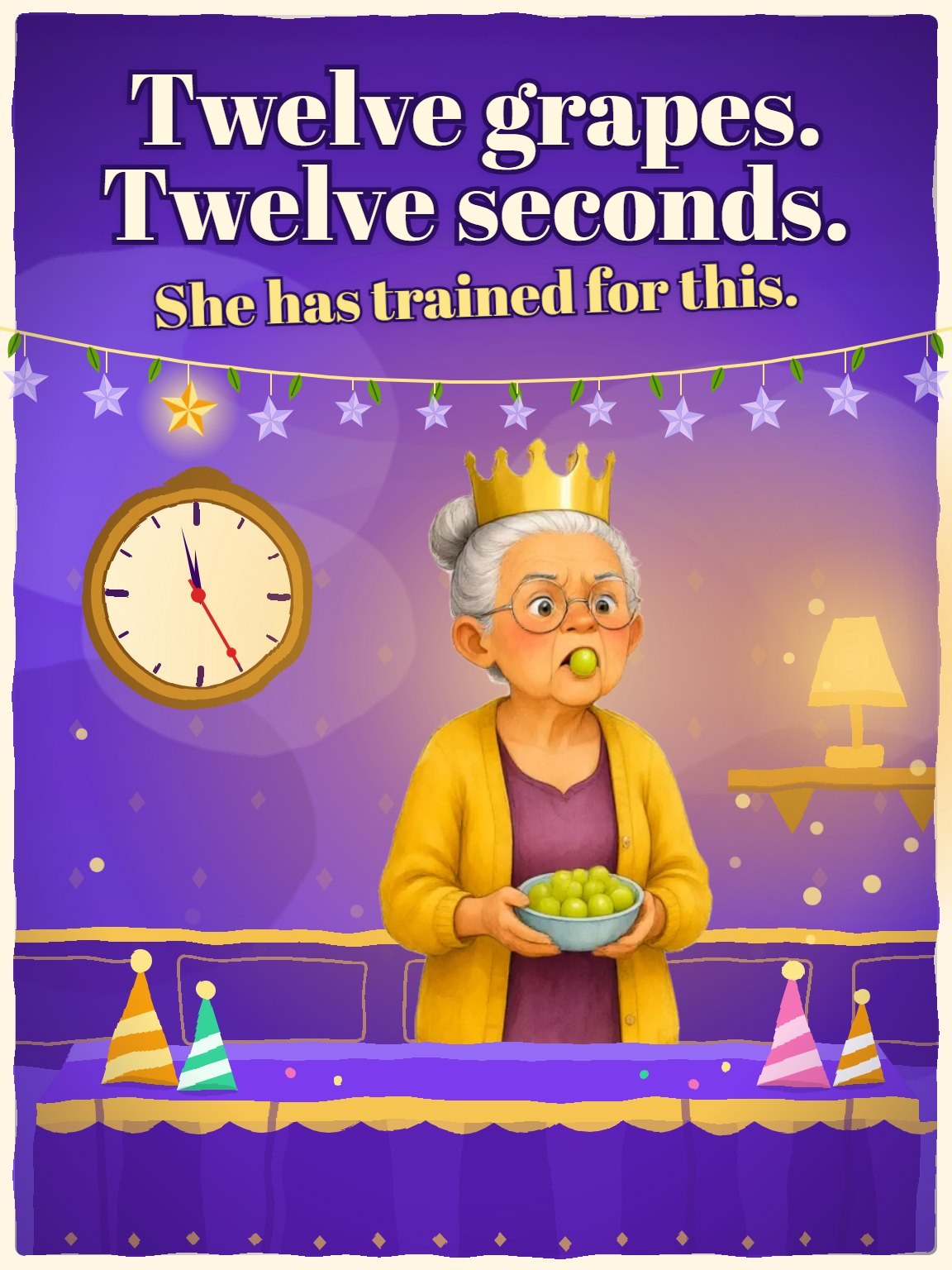 Twelve Grapes at Midnight New Year Card