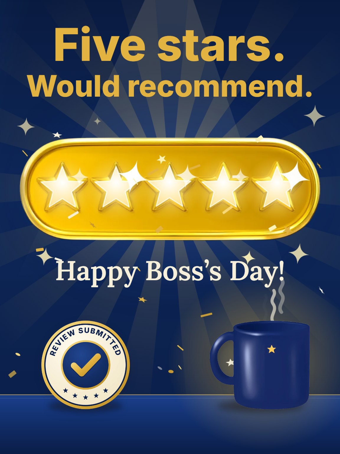 Five Stars, Would Recommend Boss Day Card