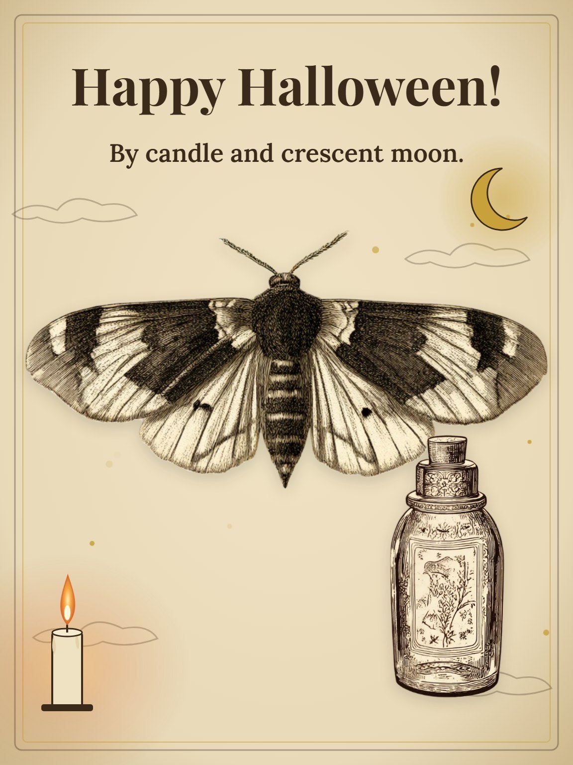Moth & Moon Apothecary Halloween Card