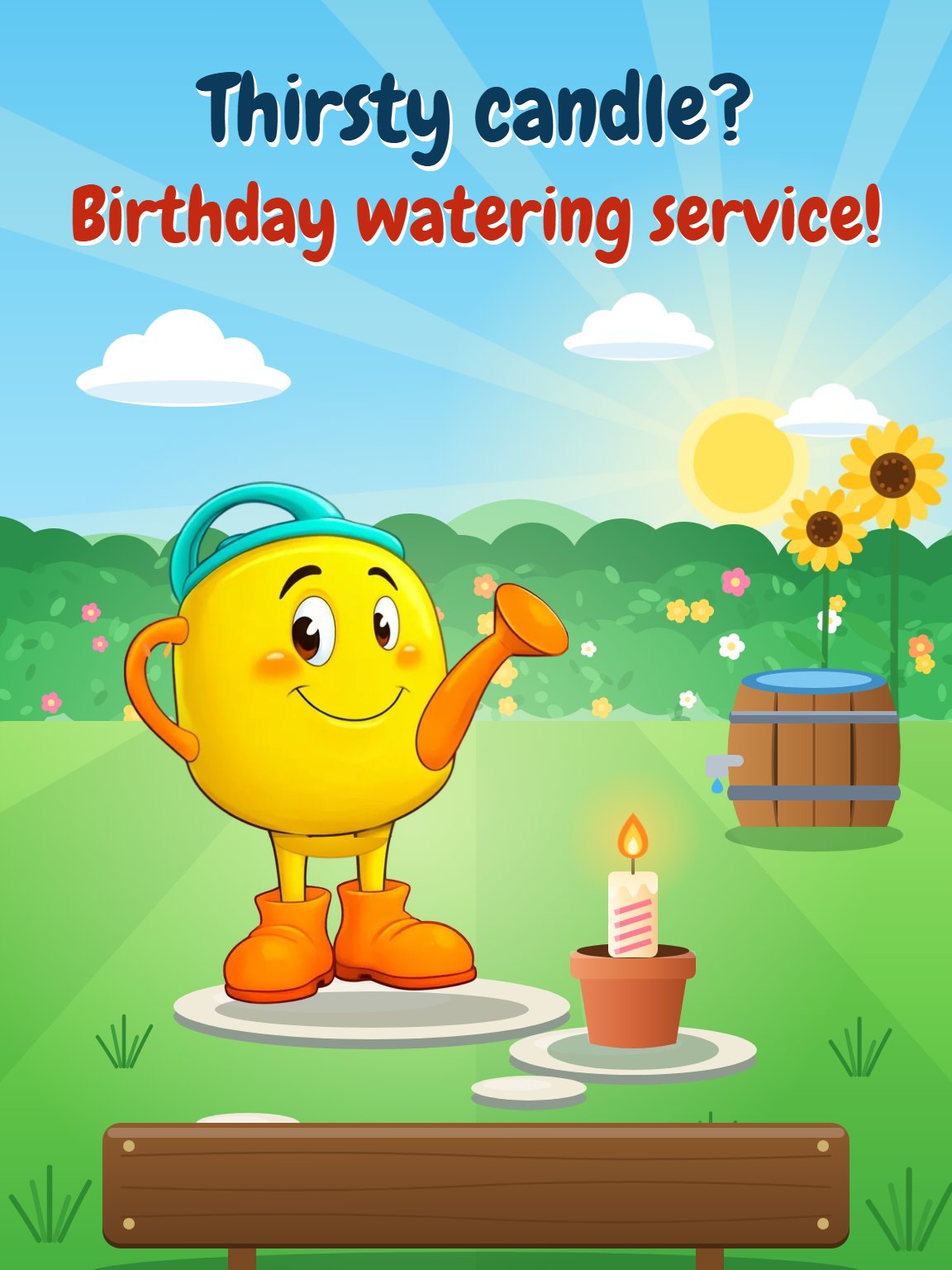 Watering Can Candle Break Funny Birthday Card
