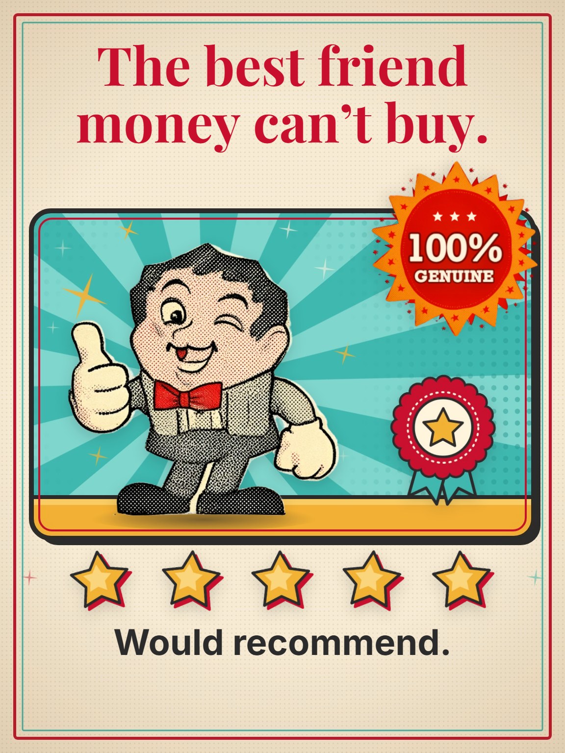 Five Stars, Would Recommend Friendship Card