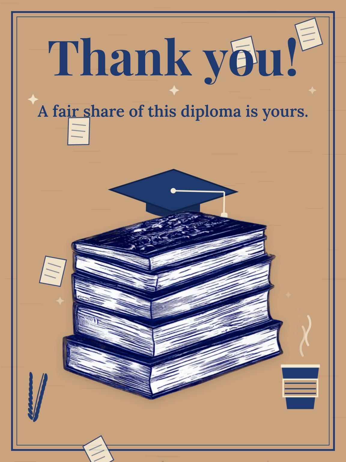 Stack of Books Graduation Thank You Card