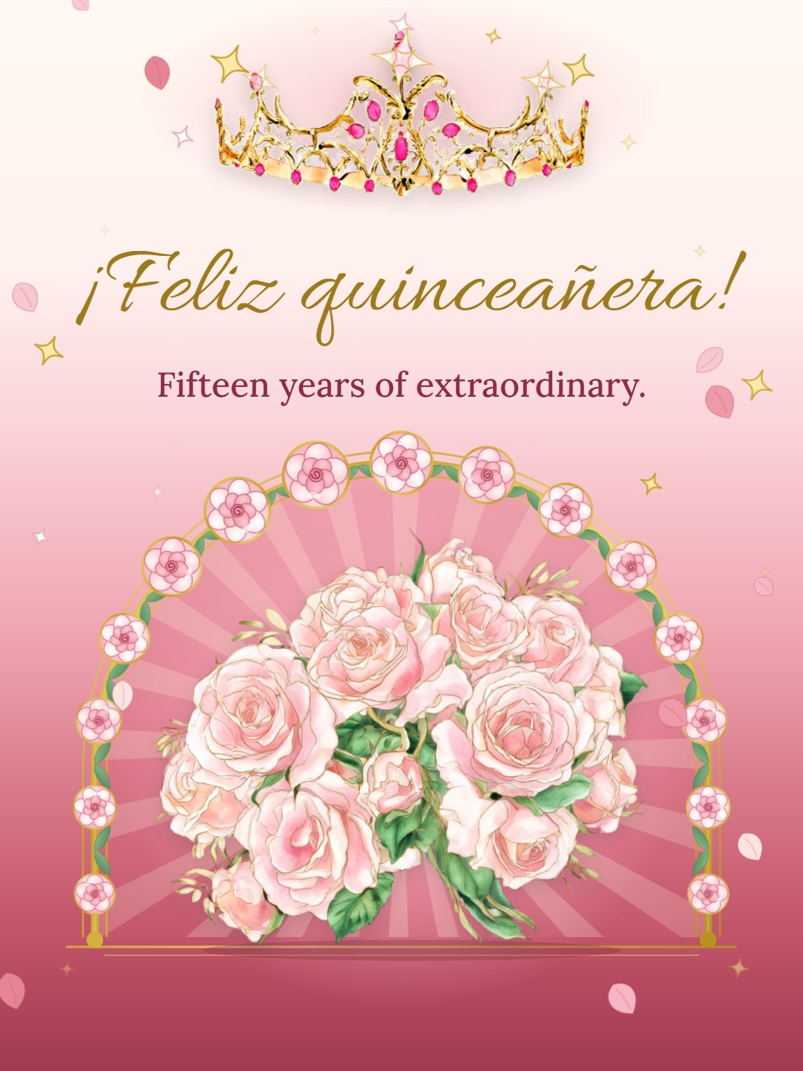 Fifteen Roses Quinceañera Card