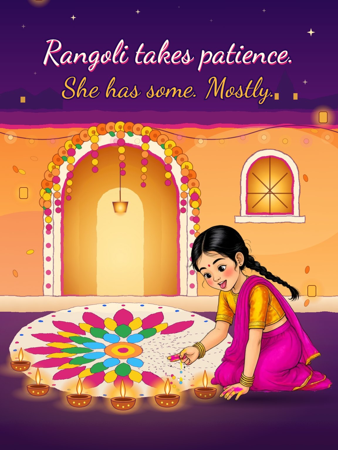 Rangoli Takes Patience Diwali Card