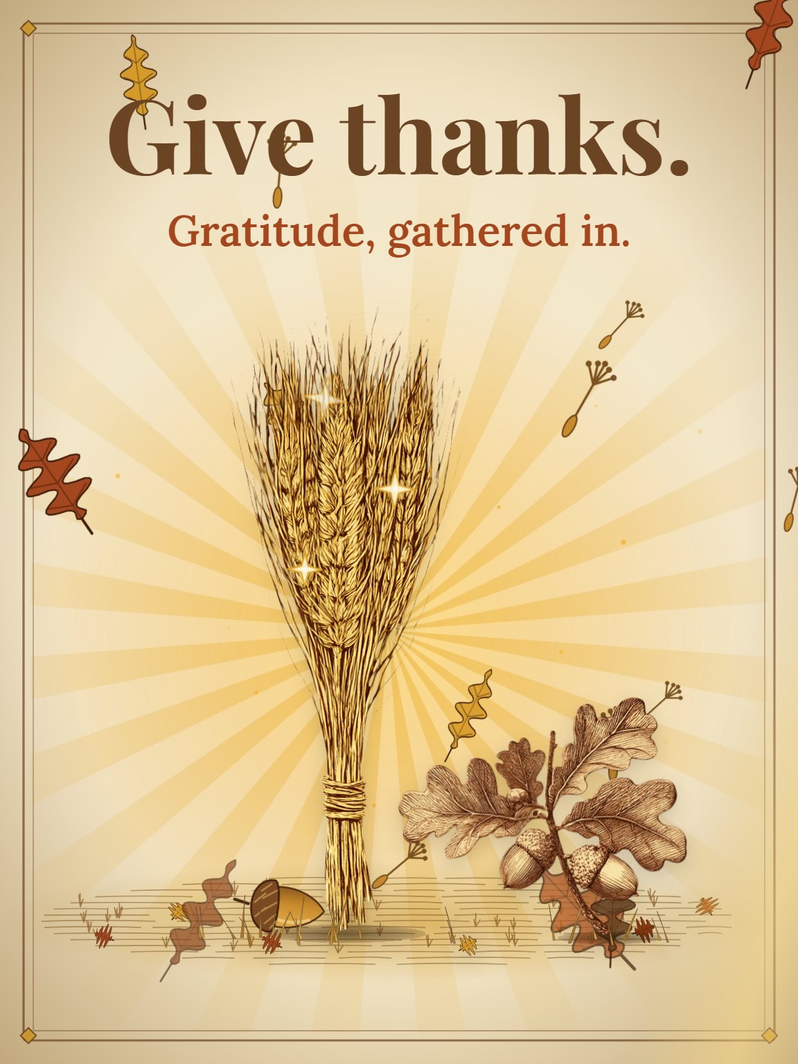 Wheat & Acorn Plate Thanksgiving Card
