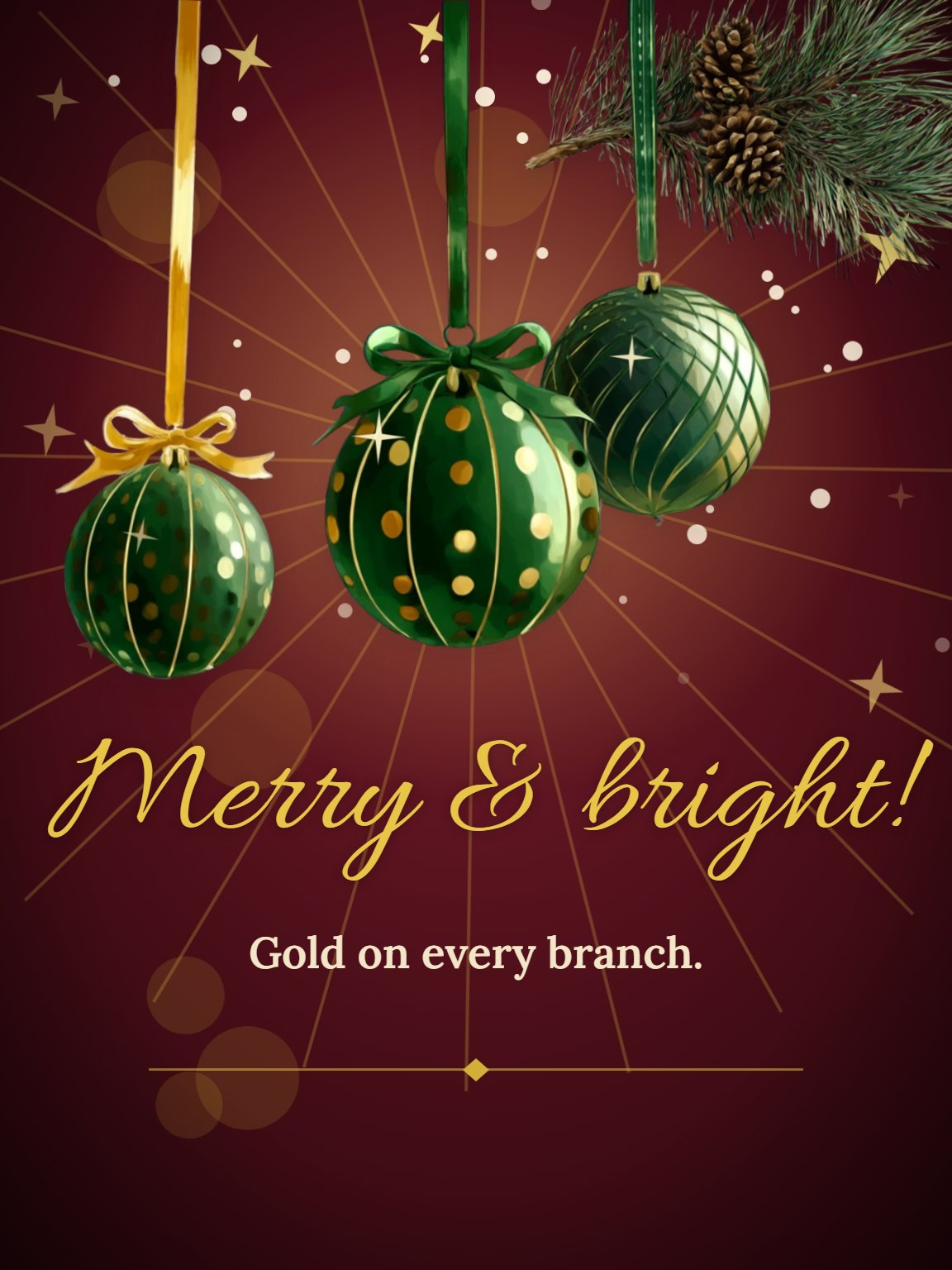 Merry & Bright Ornaments Christmas Card