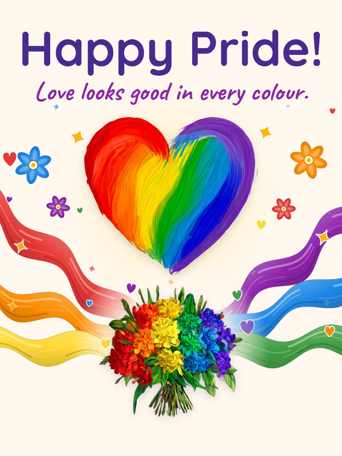 Rainbow Ribbon Bloom Pride Card
