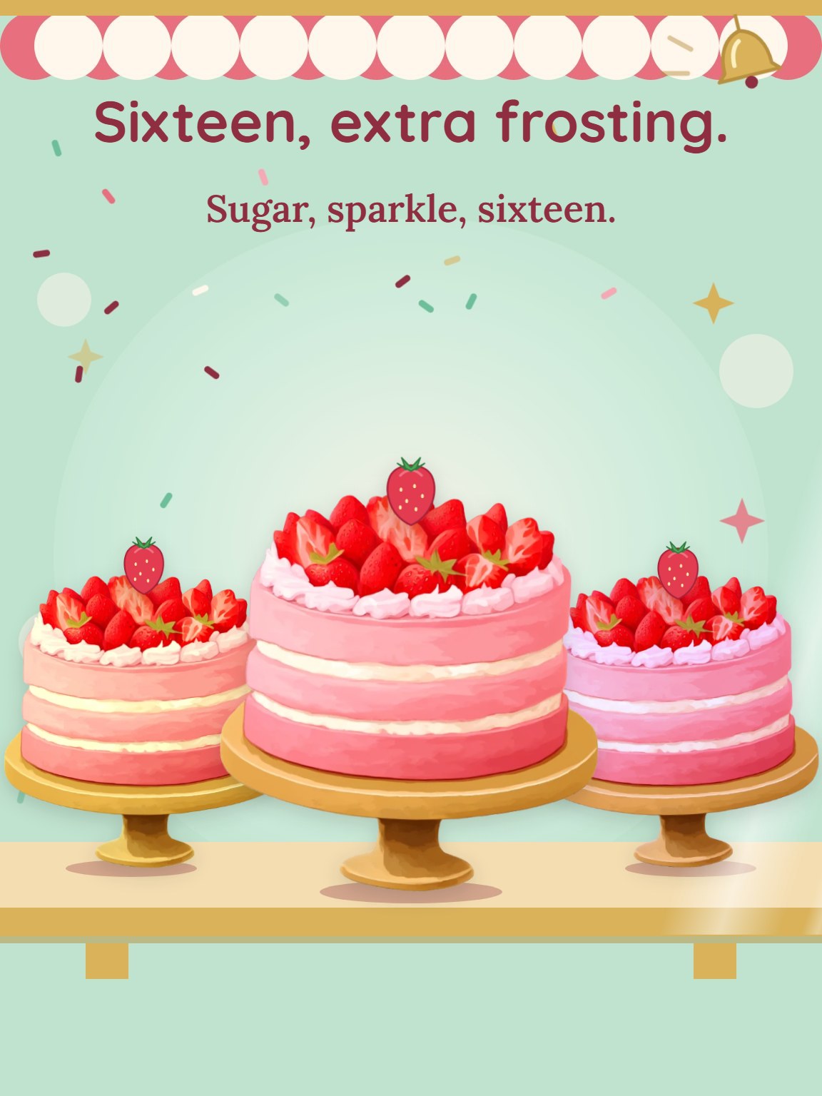 Bakery Window Sweet Sixteen Birthday Card
