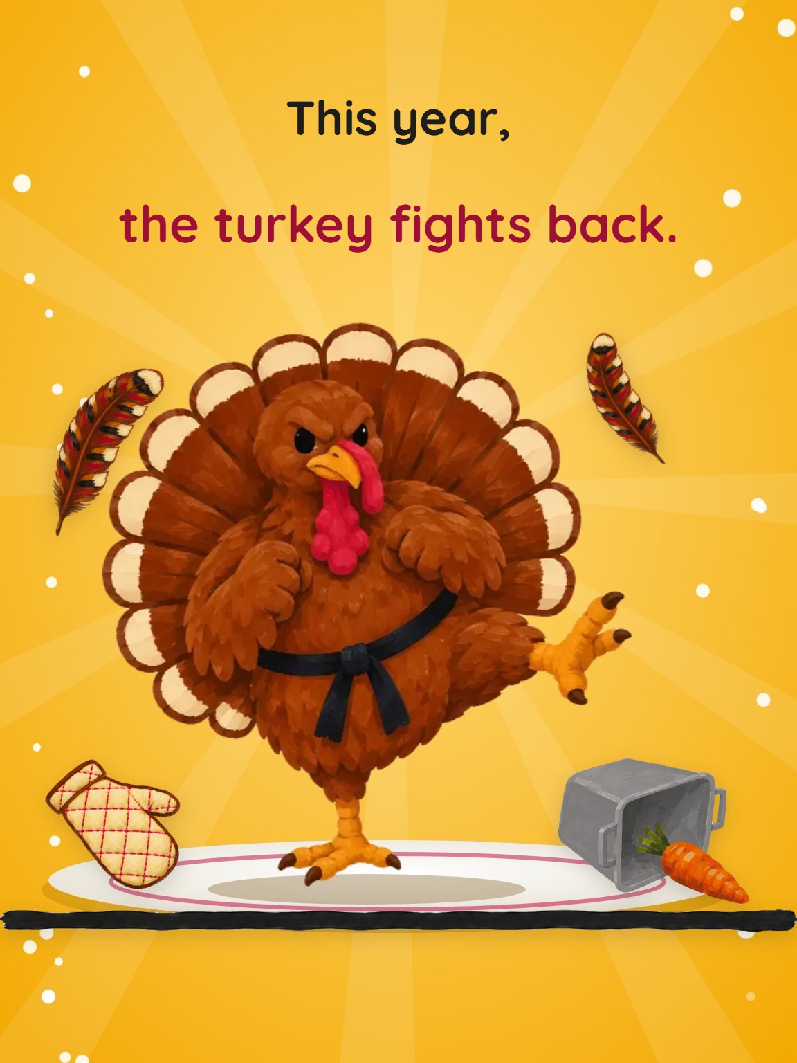 Turkey Fights Back Funny Christmas Card