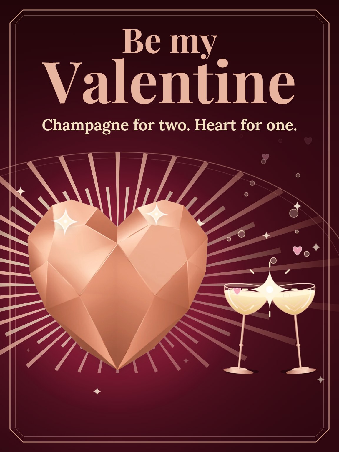 Rose Gold Deco Hearts Valentine's Day Card