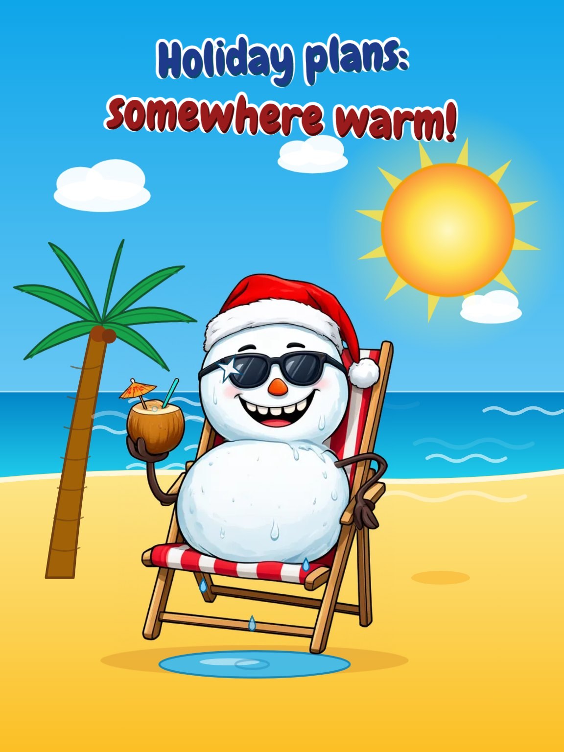 Snowman Vacation Christmas Card