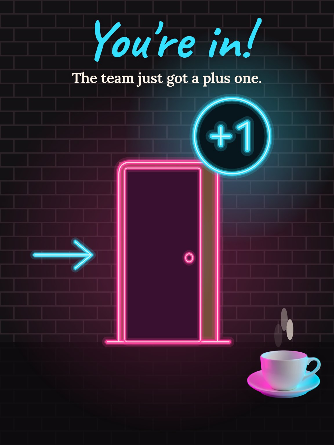 Neon Open Sign Welcome to the Team Card