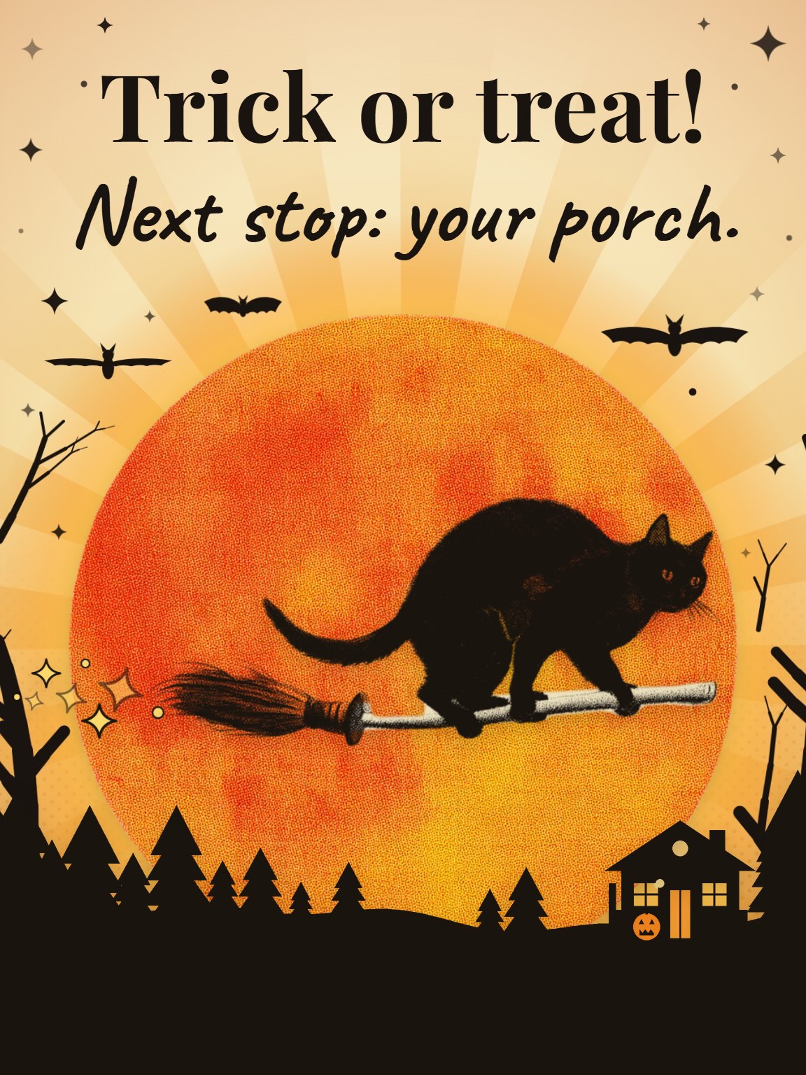 Black Cat Post Halloween Card