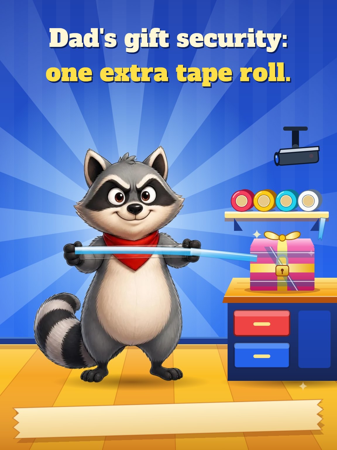 Raccoon Tape Security Dad Birthday Card