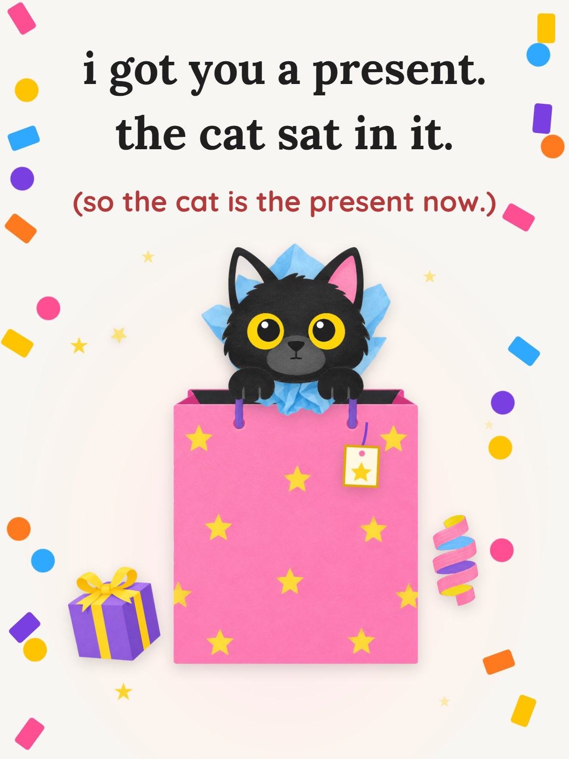 Cat in the Gift Bag Birthday Card