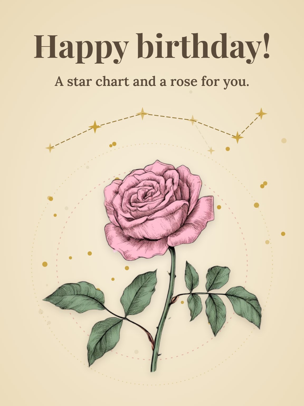 Bloom and Constellation Zodiac Birthday Card
