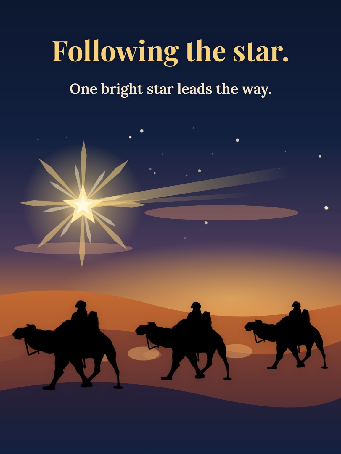 Camels Under the Star Día de Reyes Card
