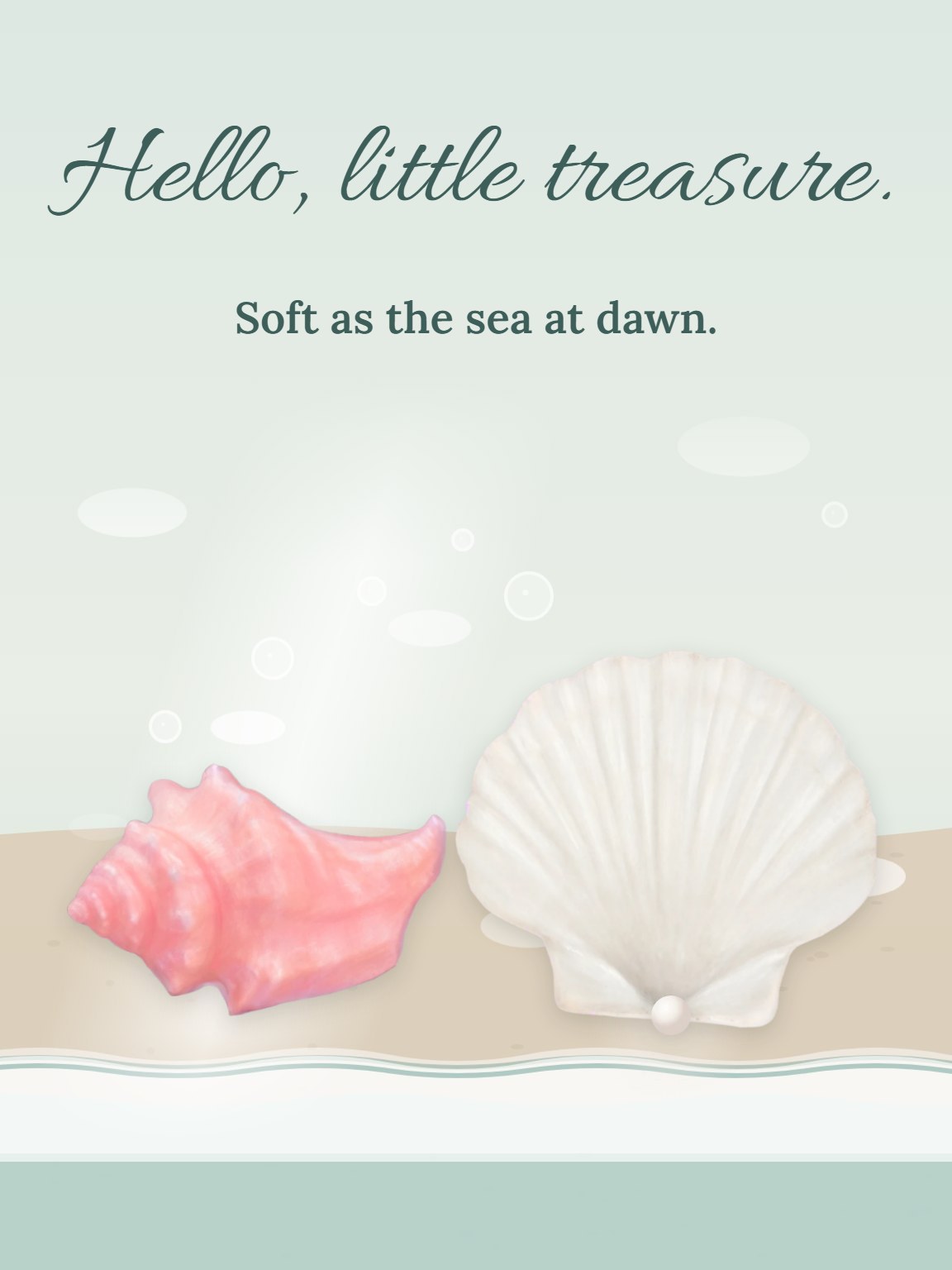 Seashell Lullaby New Baby Girl Card