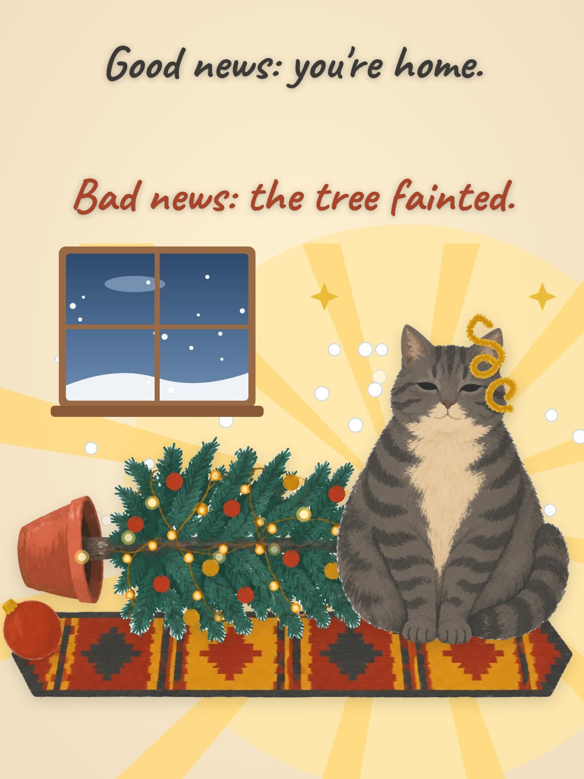 The Tree Fainted Funny Christmas Card