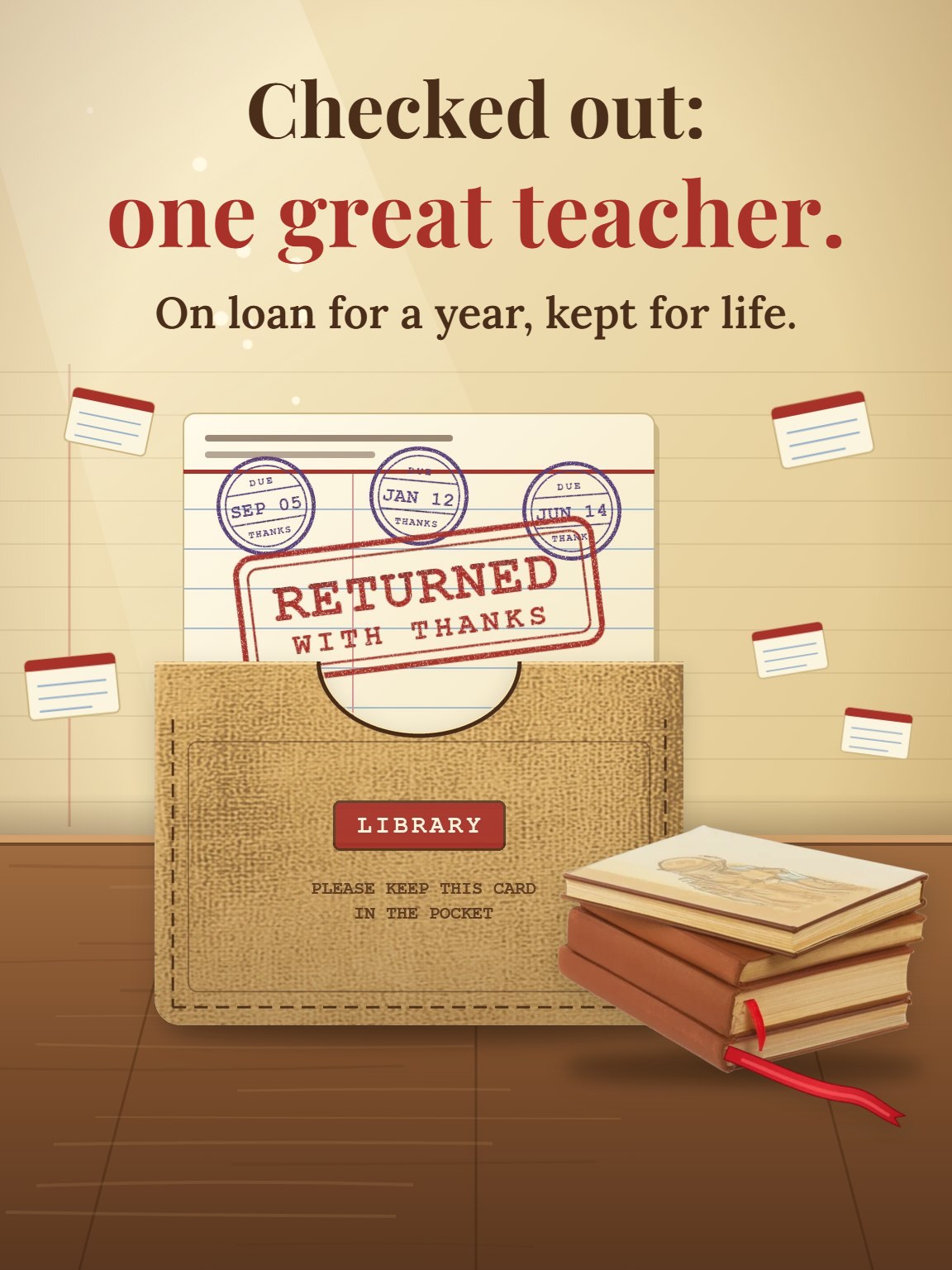 Library Card Teacher Thank You Card