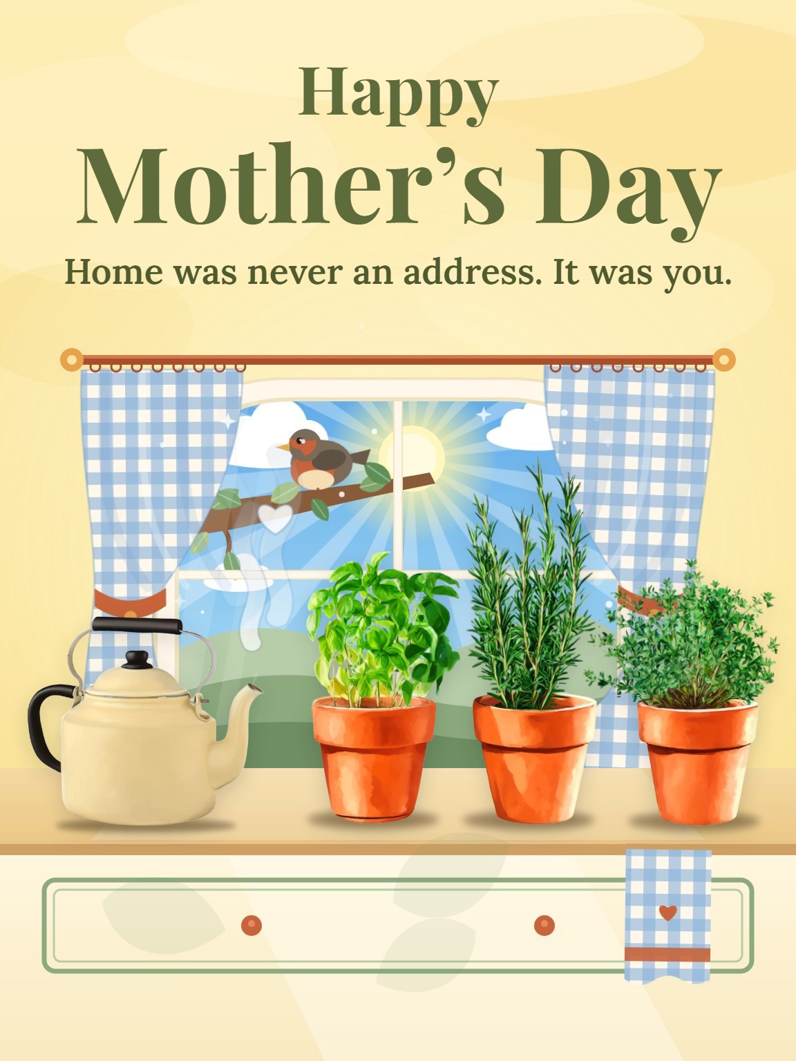 Her Kitchen Window Mother's Day Card