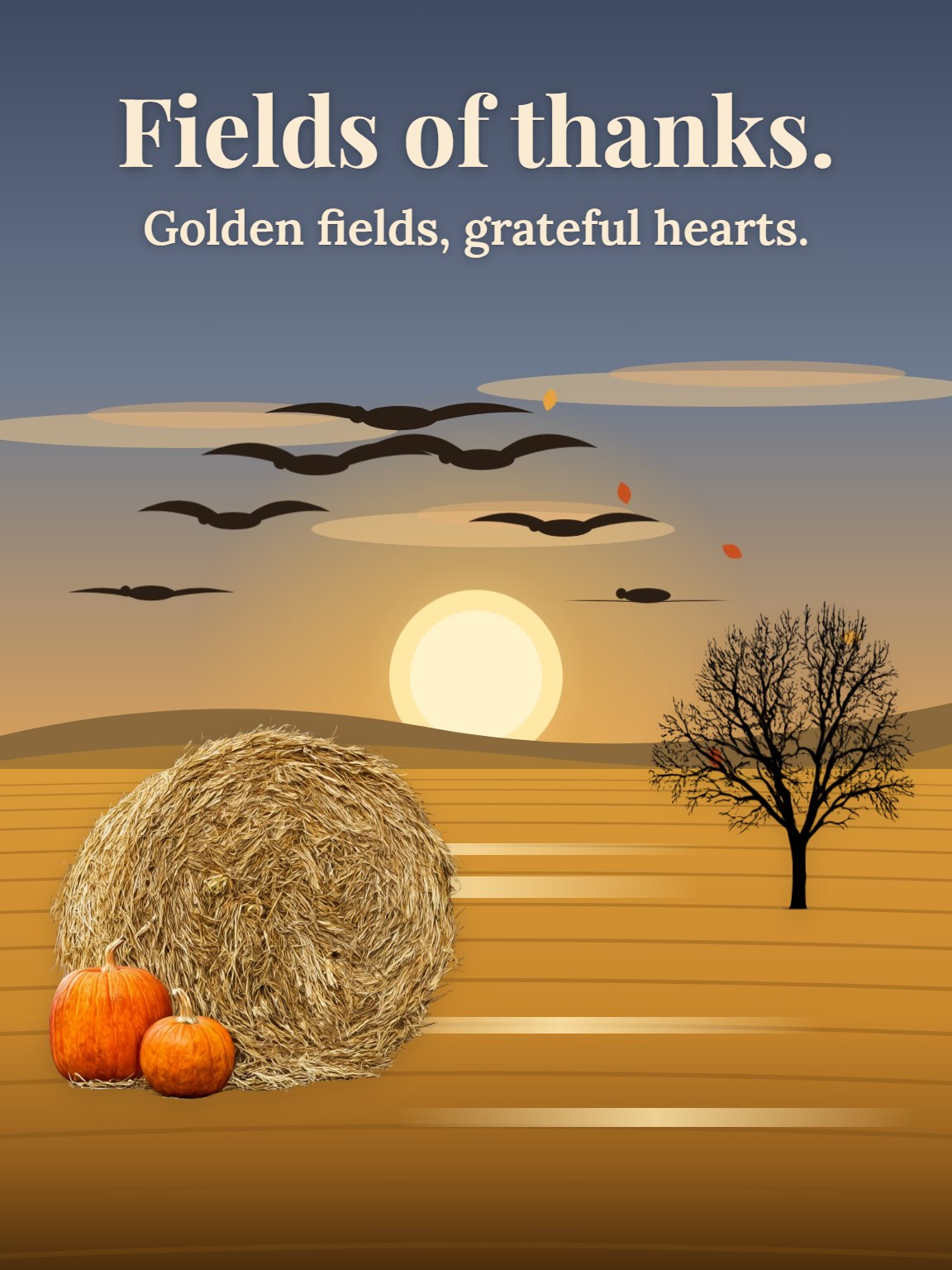 Geese Over Stubble Fields Thanksgiving Card