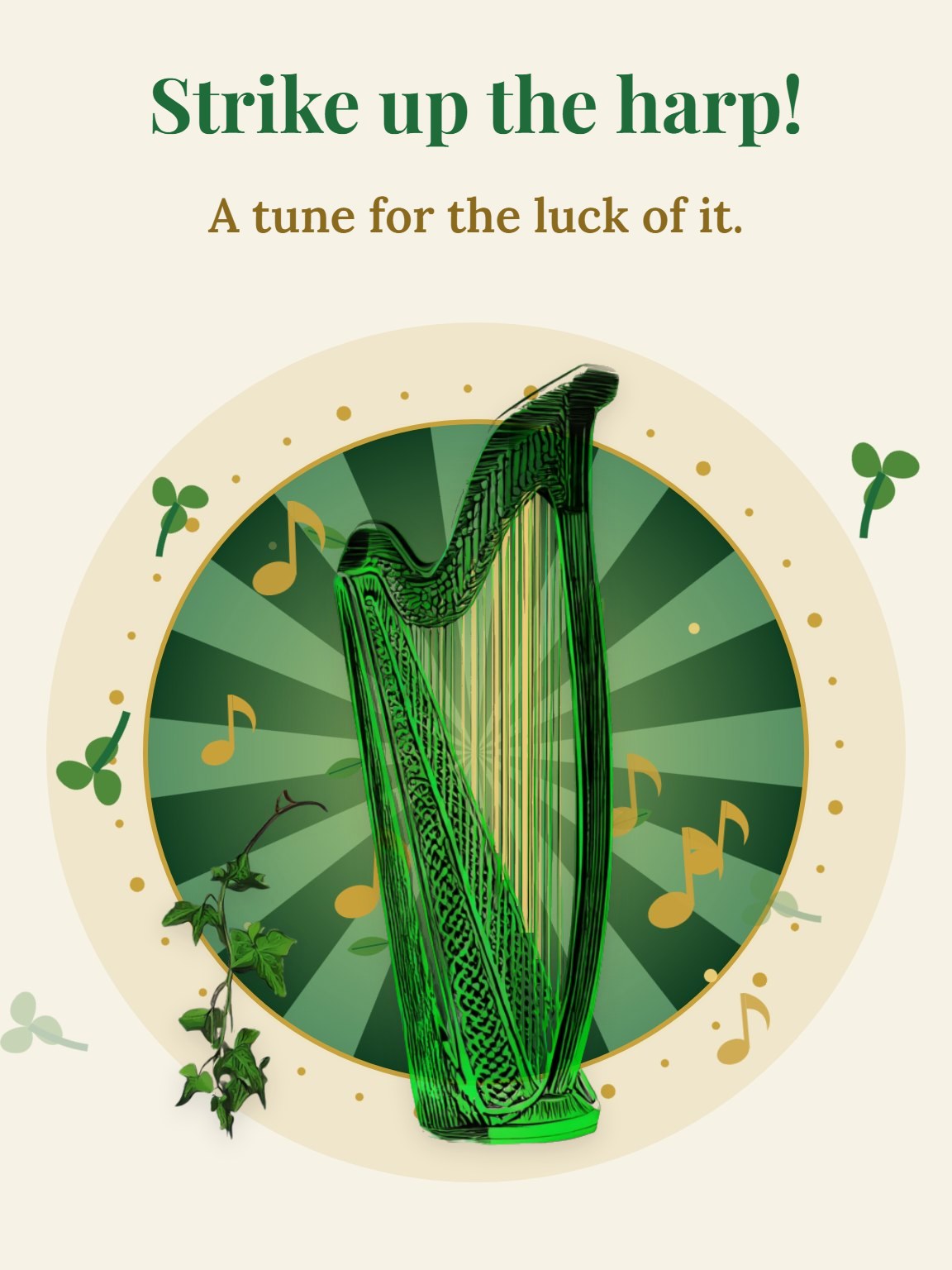 Harp and Ivy St. Patrick's Day Card