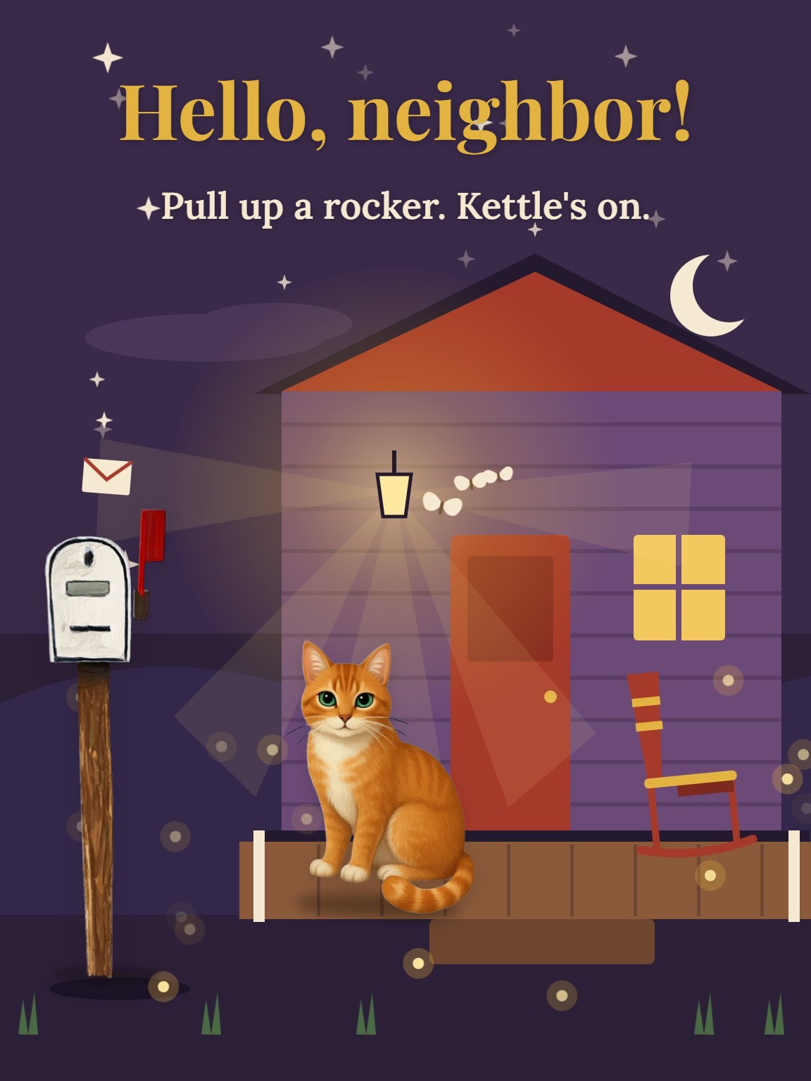 The Porch Light Is On Hello Card