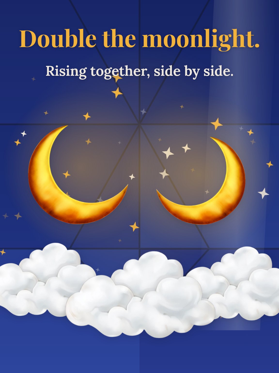 Twin Moons Rising New Baby Card