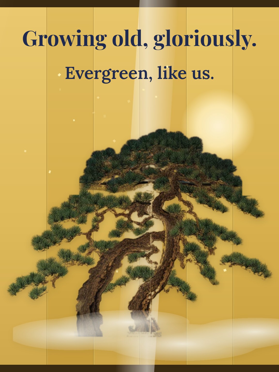 Two Pines, Gold Screen Wedding Anniversary Card