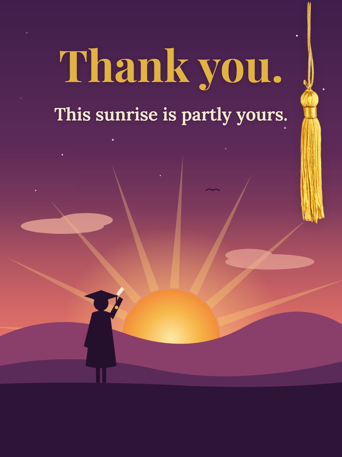 Tassel at Sunrise Graduation Thank You Card