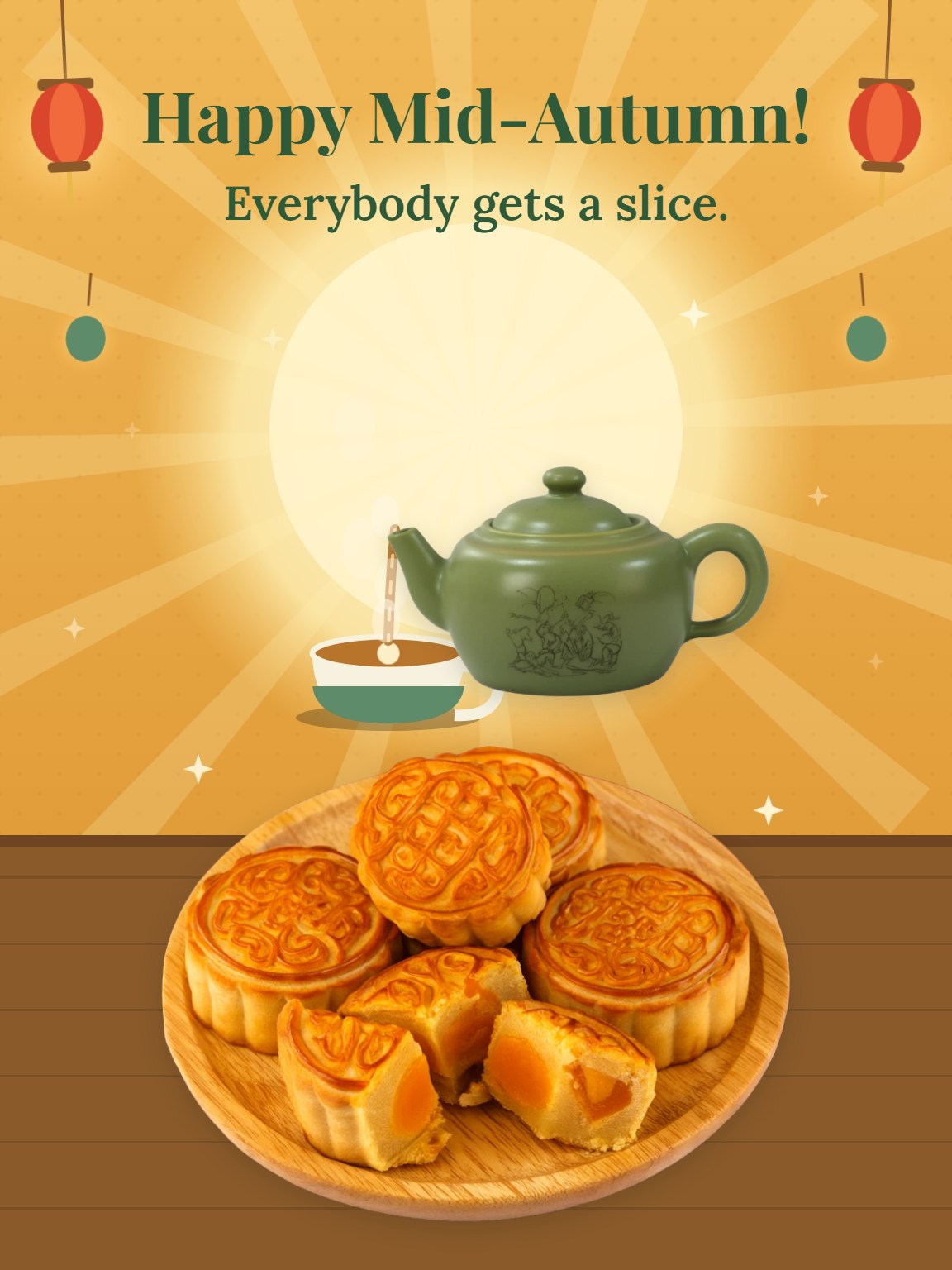 Mooncakes and Tea Mid-Autumn Festival Card