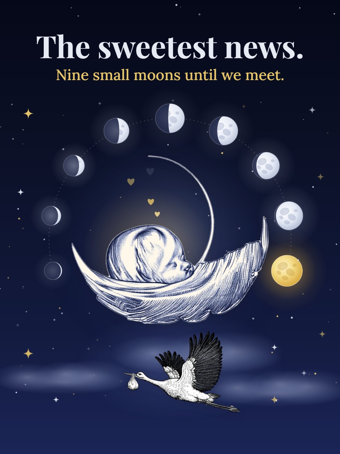 Nine Small Moons Pregnancy Congratulations Card