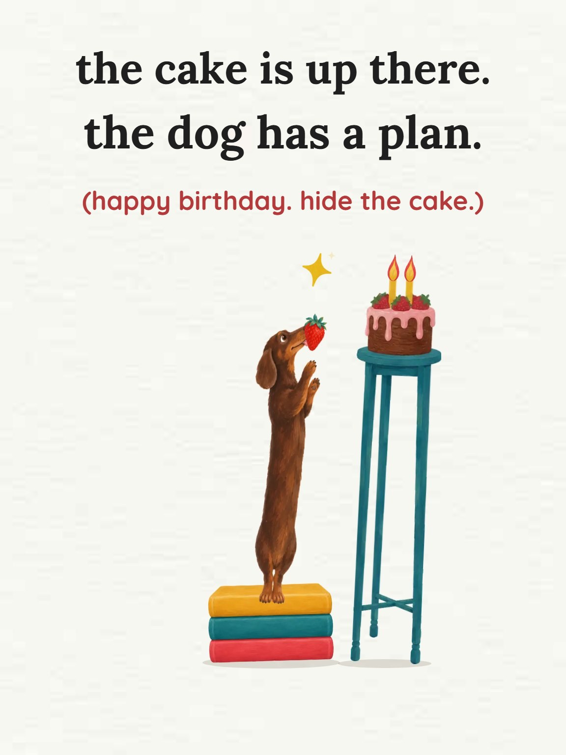 Dachshund vs Cake Funny Birthday Card