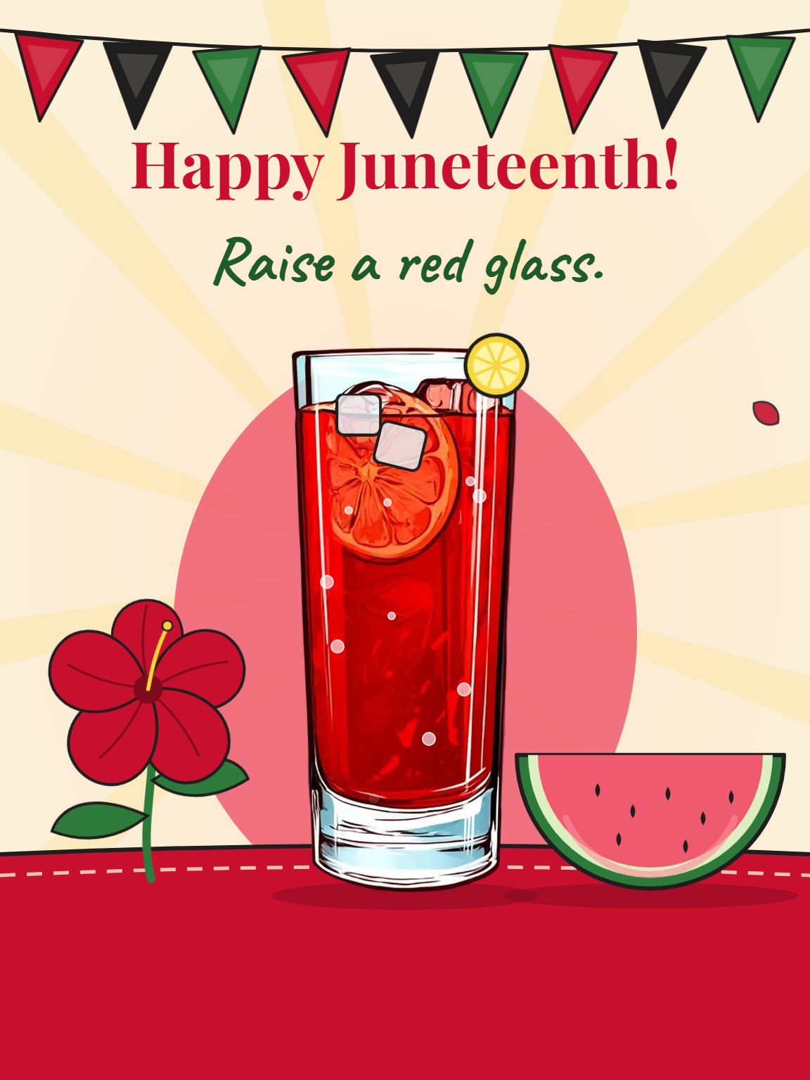 Hibiscus Red Table Juneteenth Card