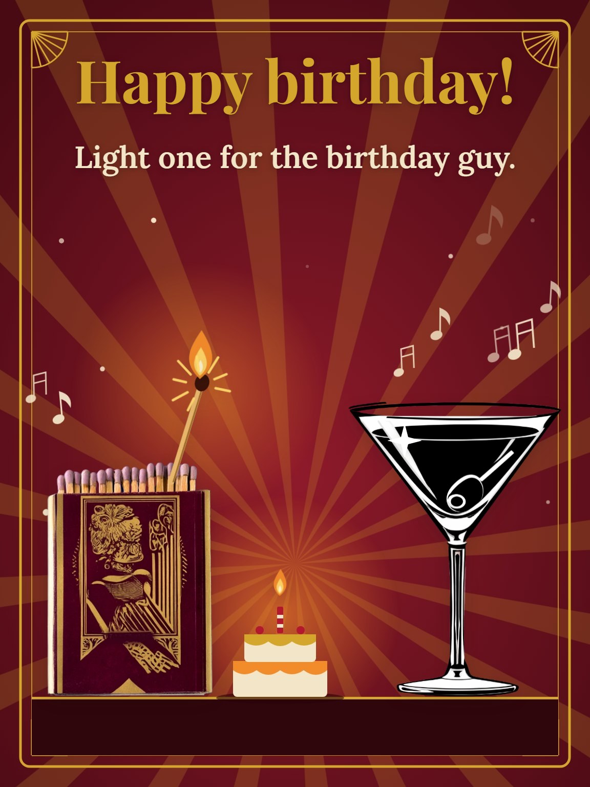 Supper Club Matchbook Men's Birthday Card