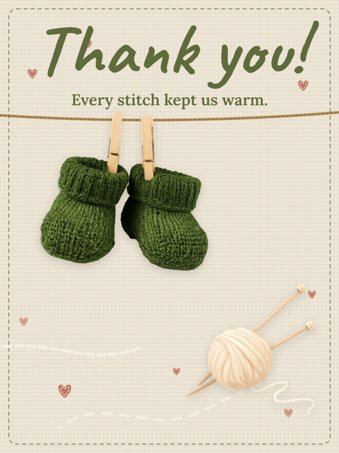 Tiny Booties Baby Shower Thank You Card