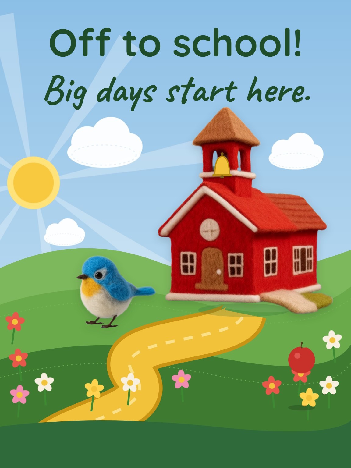 Pencil Path to School First Day Card