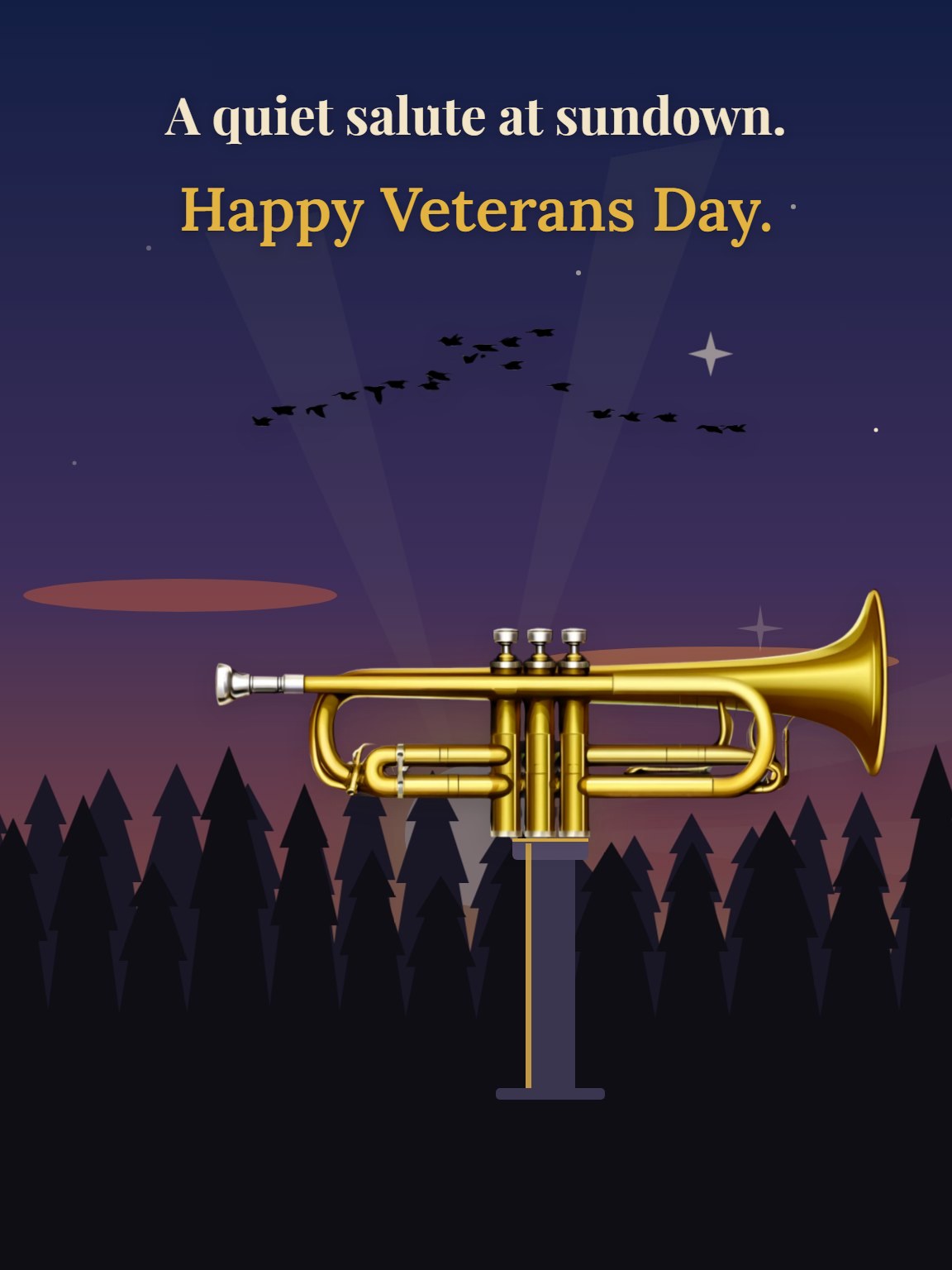 Bugle at Sunset Veterans Day Card
