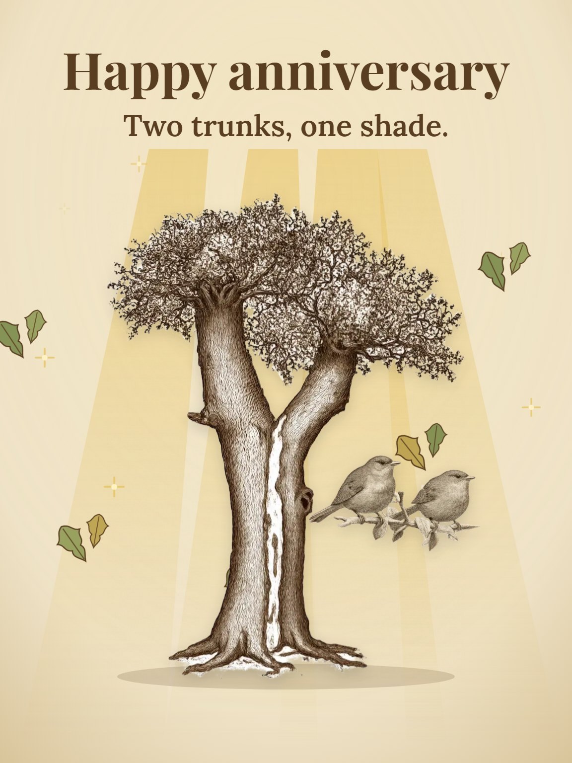 Two Oaks Entwined Anniversary Card