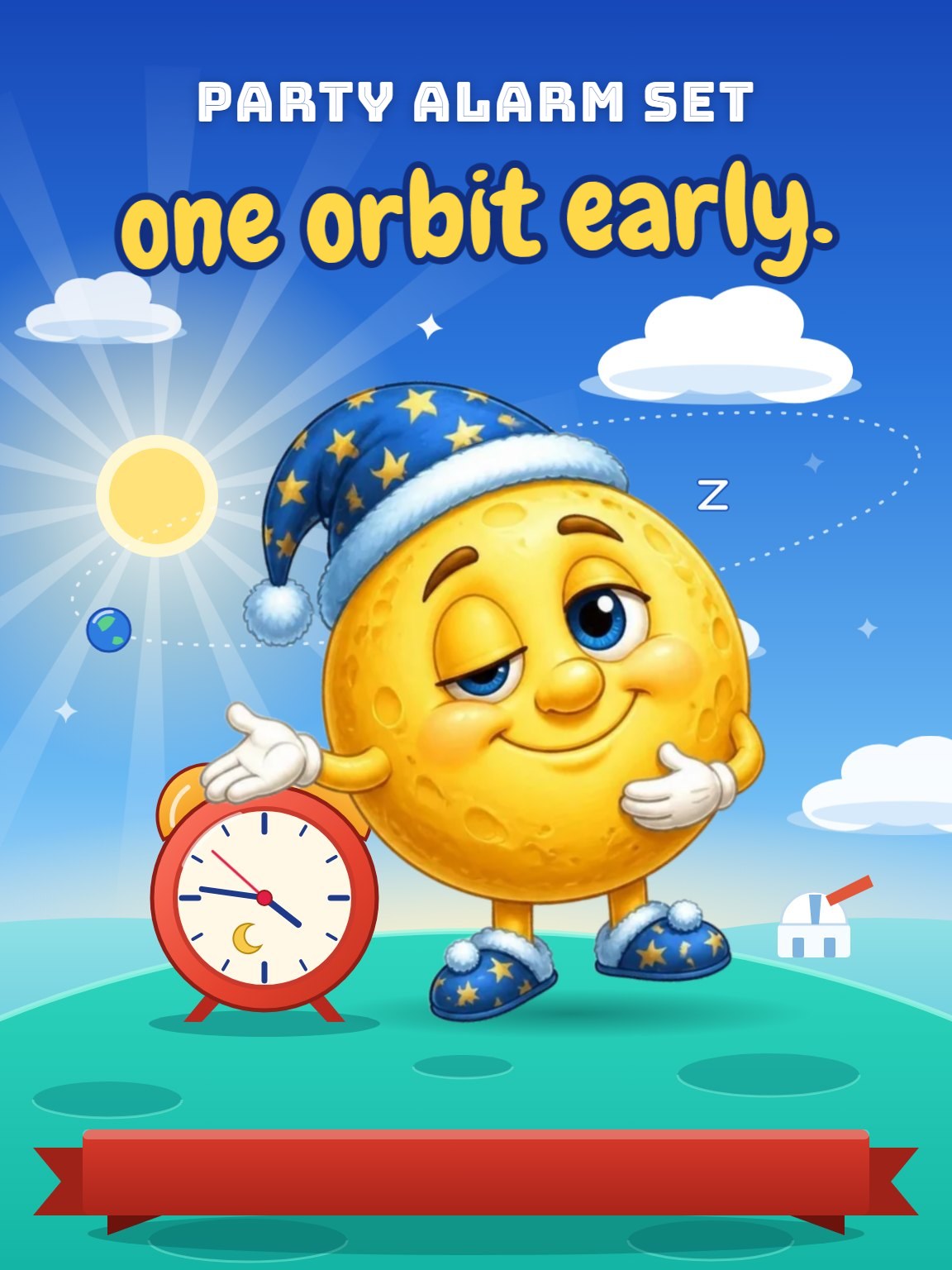 Moon Snooze Orbit Funny Birthday Card