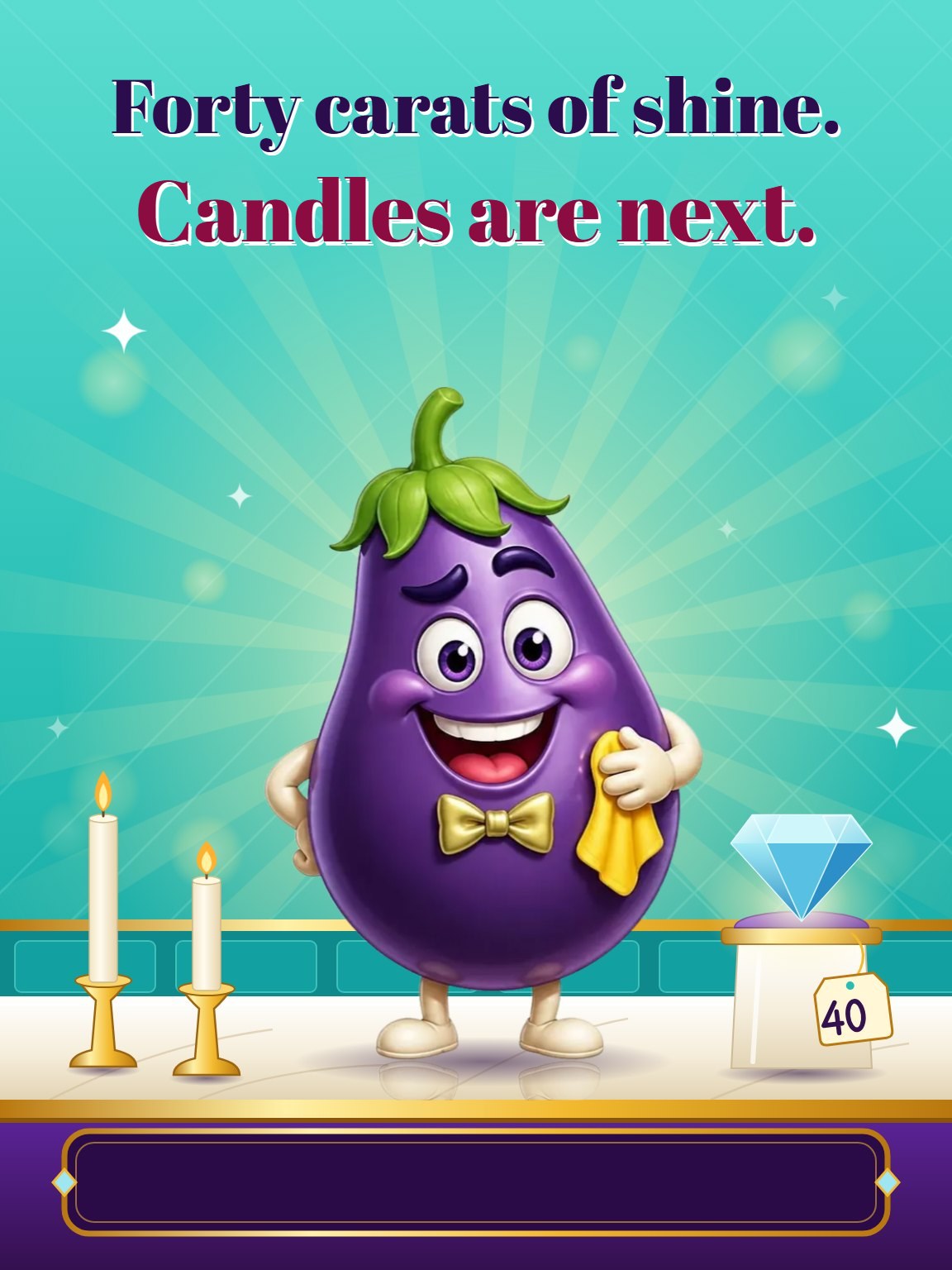 Forty Carat Aubergine Milestone Birthday Card